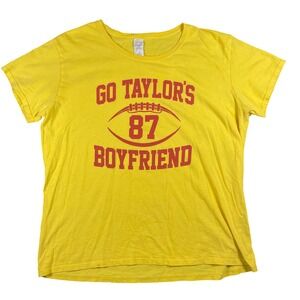 Kansas City Chiefs Yellow Go Taylors Boyfriend 87 Football T Shirt Womens 2XL **